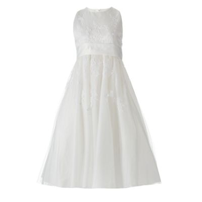 Girls' ivory embroidered dress